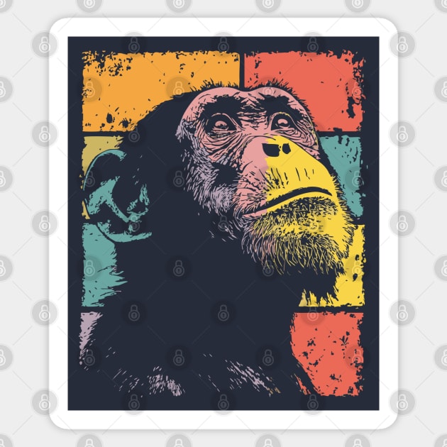Retro Jungle Chimp Cool Pop Art Animal Sticker by TuncGK